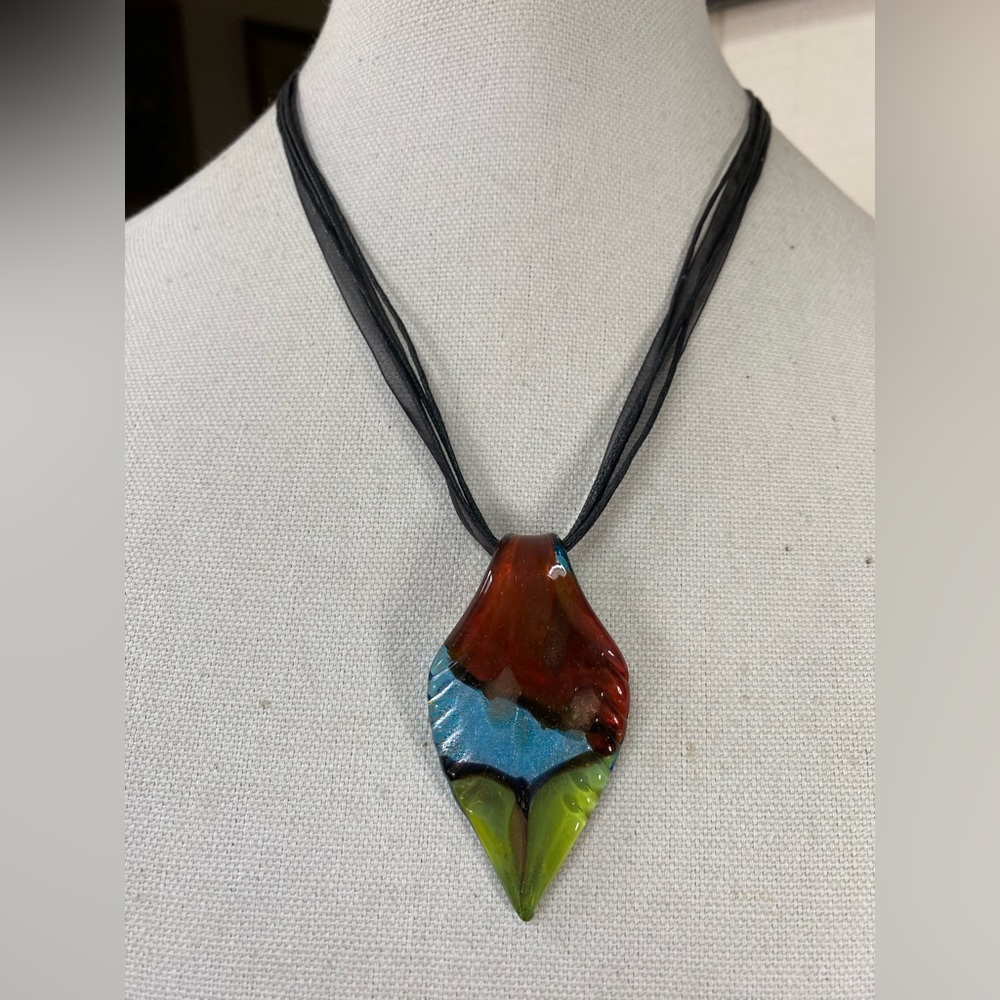Glass feather necklace